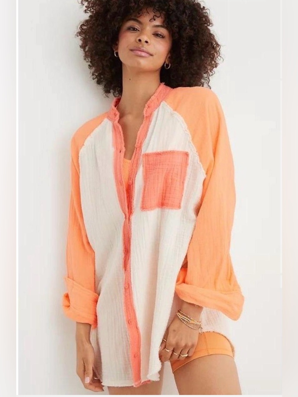 Aerie Gauzy Coverup Shirt